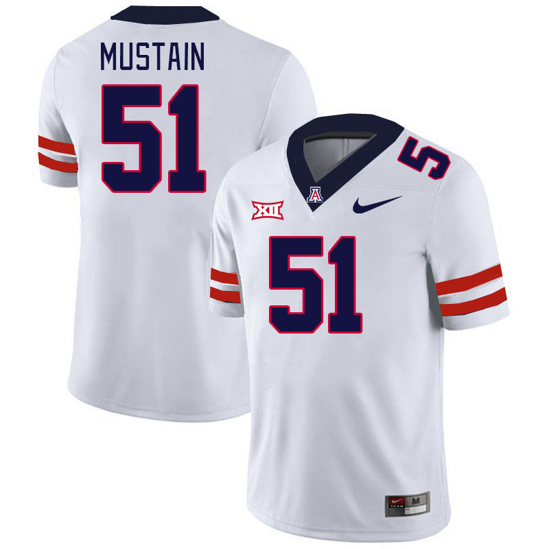 Men #51 Tyler Mustain Arizona Wildcats Big 12 Conference College Football Jerseys Stitched-White